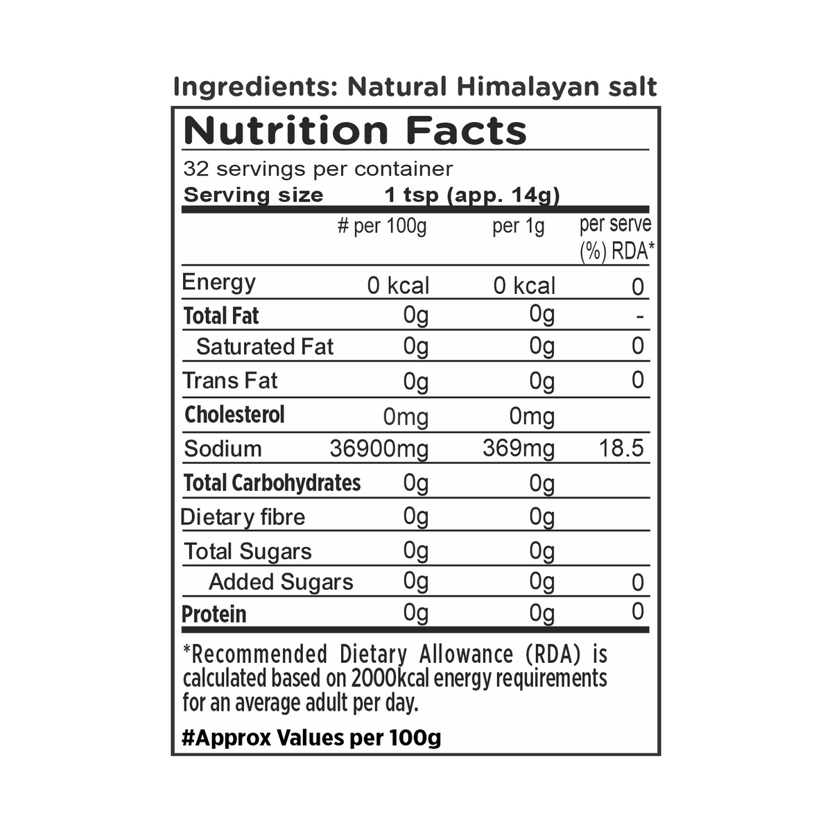 Barsana Magic and Nutrition facts label for natural Himalayan salt