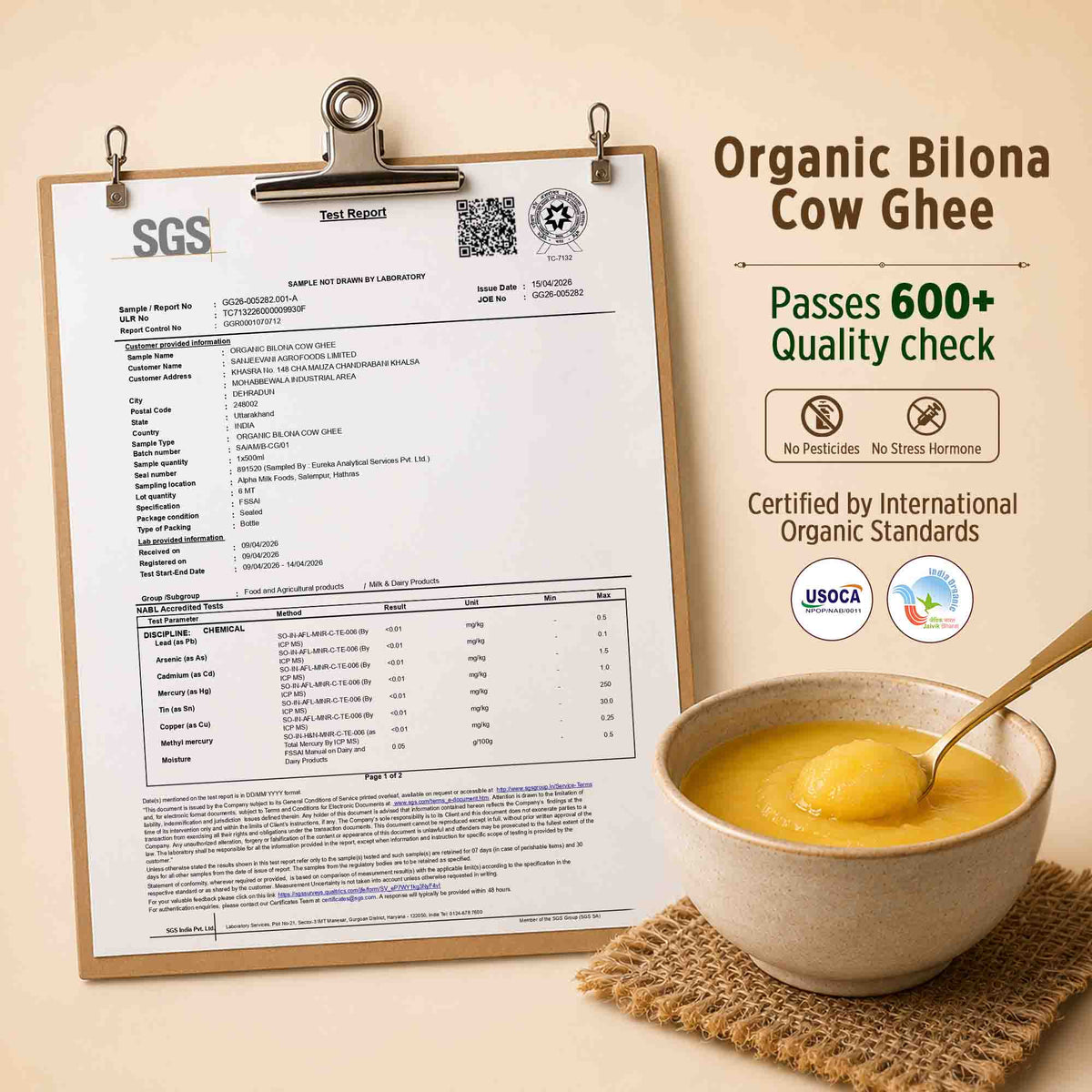 Organic Bilona Cow Ghee Dolchi 2.5L + Organic A2 Badri Cow Ghee 1L Combo