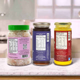 Barsana Magic and Three jars with labels on a kitchen counter
