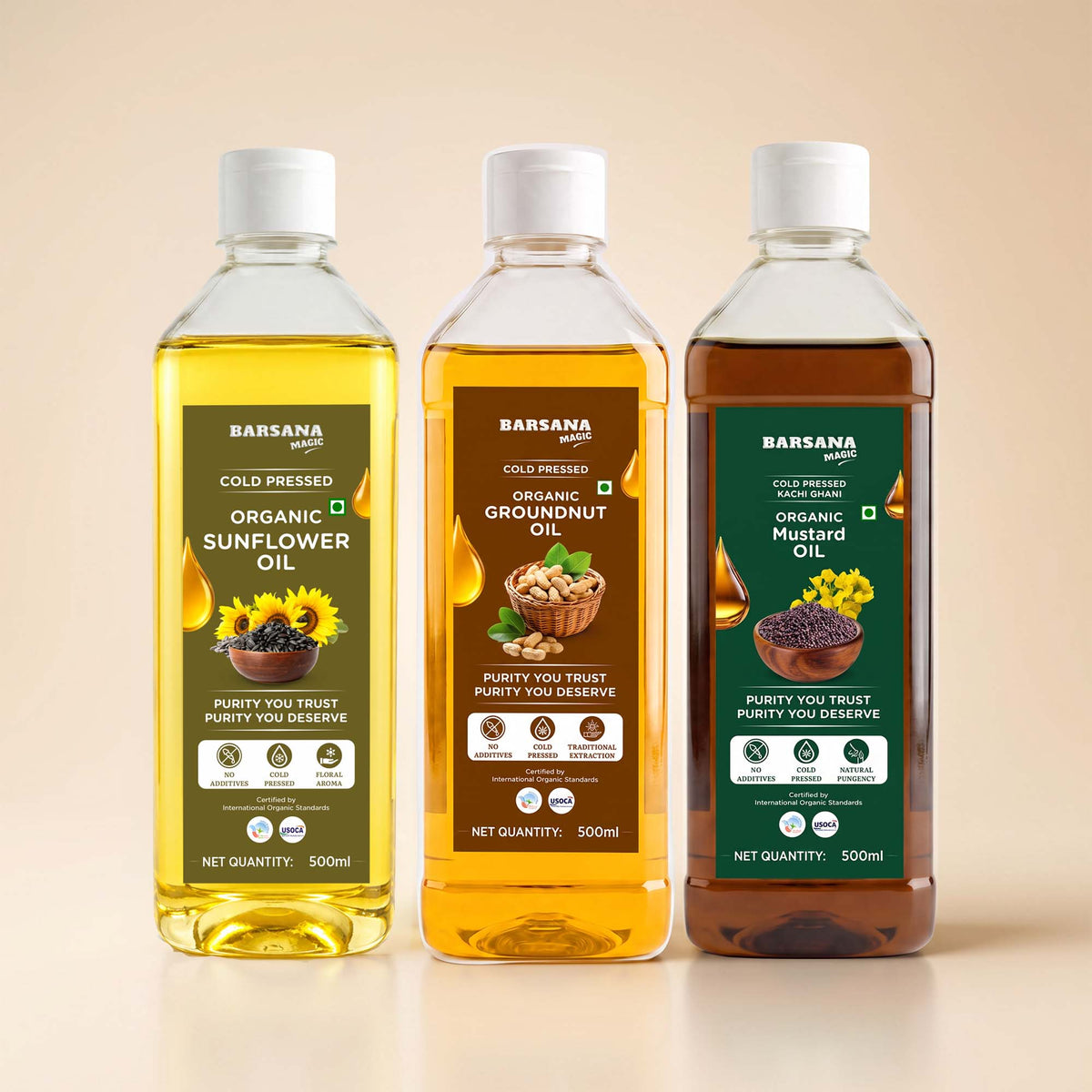 Organic – Groundnut, Mustard & Sunflower Oil Combo