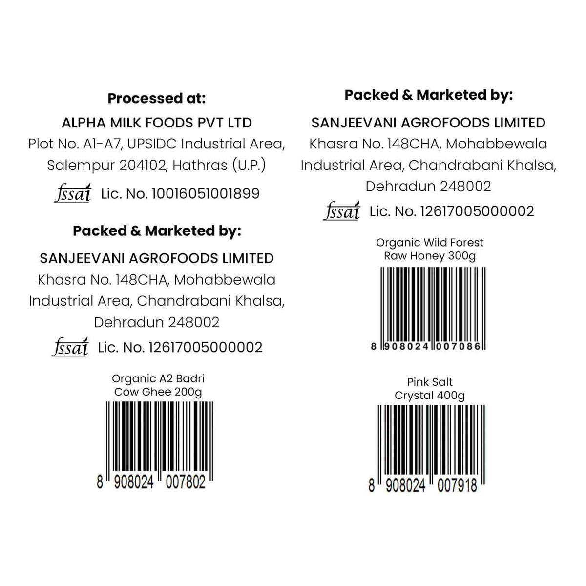 Barsana Magic and Product label with branding and contact information on a white background