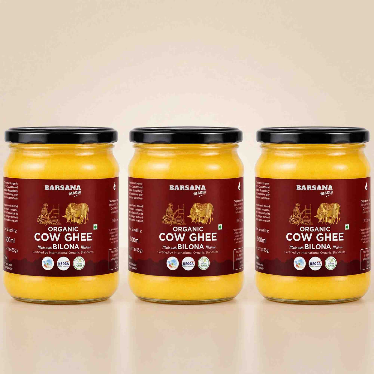 Organic Bilona Cow Ghee 500ml (Pack of 3)