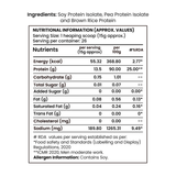 Barsana Magic and Nutritional information label for a protein supplement with ingredients listed.