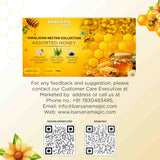 Barsana Magic and Honey packaging with floral and bee designs on a yellow background
