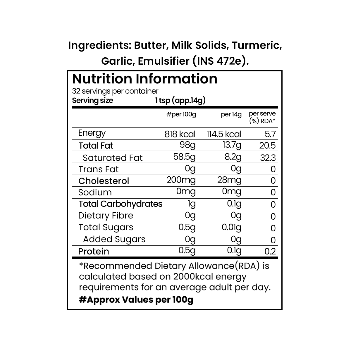 Savor the golden glow of Organic Turmeric and Garlic Milk Fat and Turmeric Milk Fat Spread in a convenient Pack of 2.
