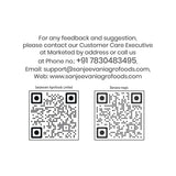 Barsana Magic and Contact information for Sanjeevani Agrofoods Limited with QR codes on a white background