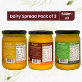 Barsana Magic and Three jars of dairy spread with labels on a white background