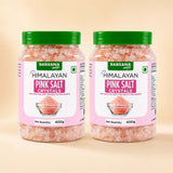 Barsana Magic and Two jars of Barsana Magic Himalayan Pink Salt Crystals, 400g each, displayed side-by-side on a light beige background.