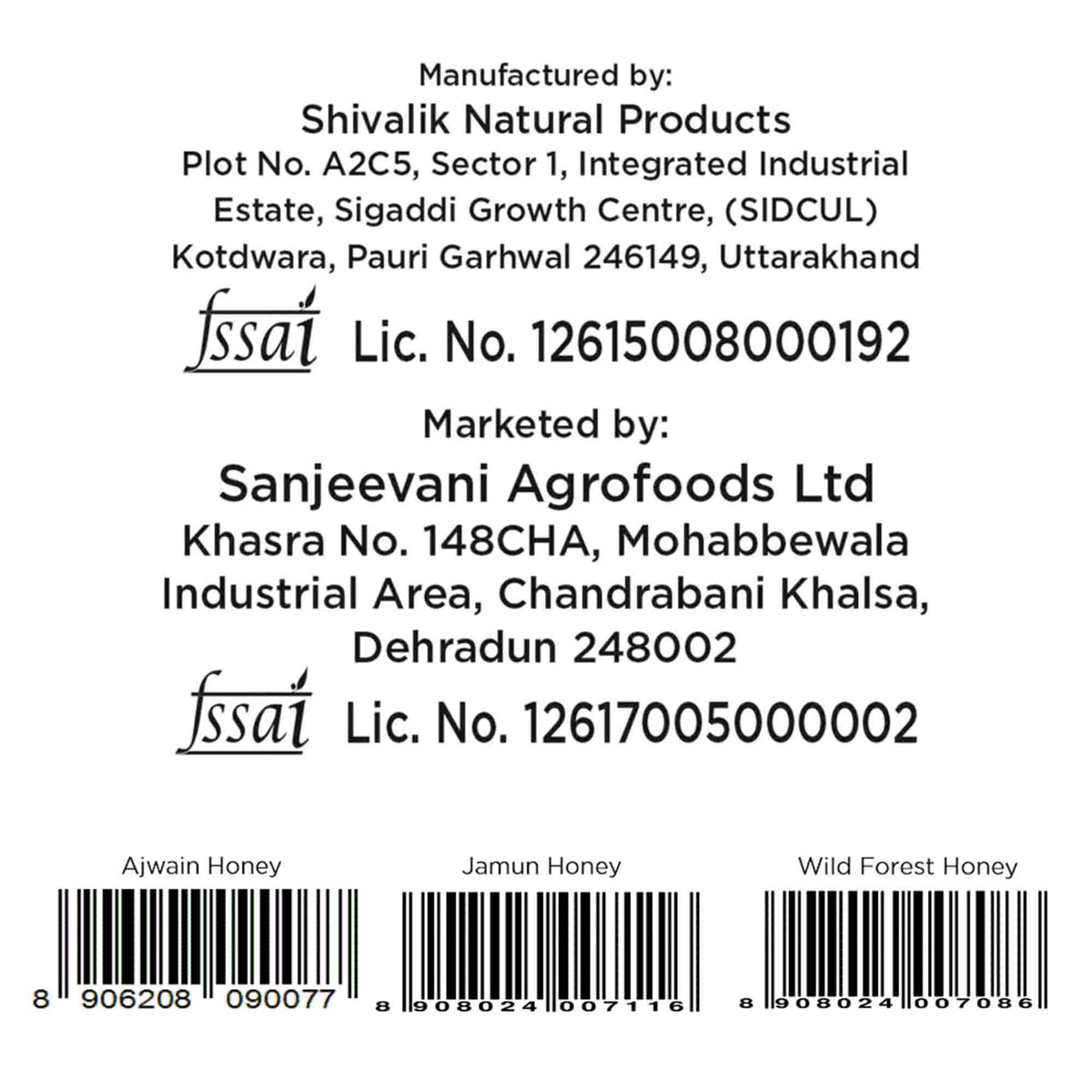 Barsana Magic and Product label with manufacturing and marketing information for Shivalik Natural Products and Sanjeevani Agrofoods Ltd.