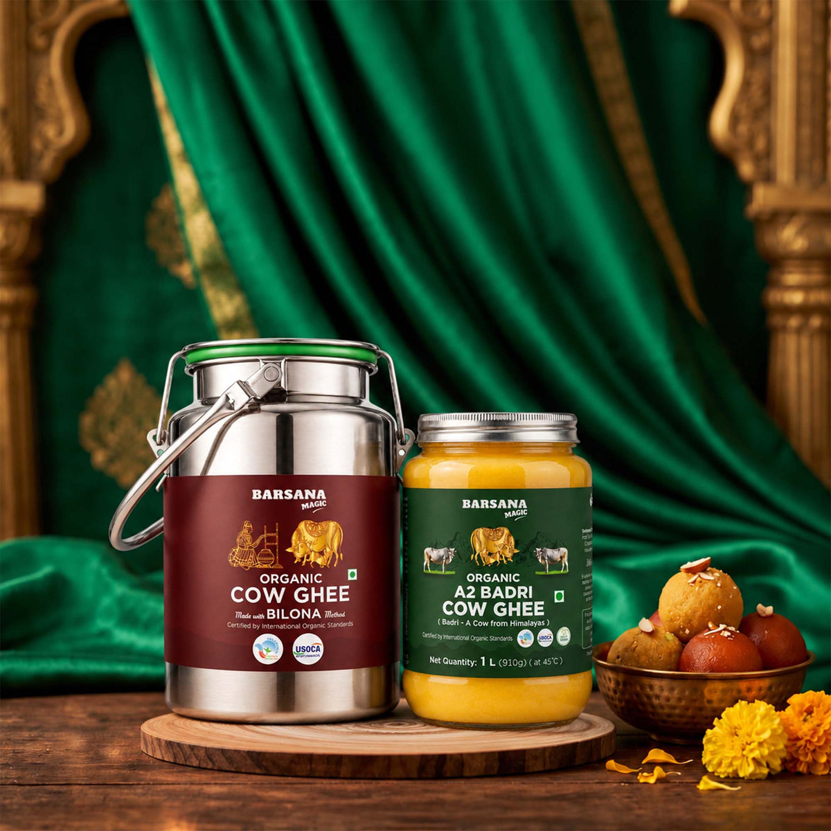 Organic Bilona Cow Ghee Dolchi 2.5L + Organic A2 Badri Cow Ghee 1L Combo