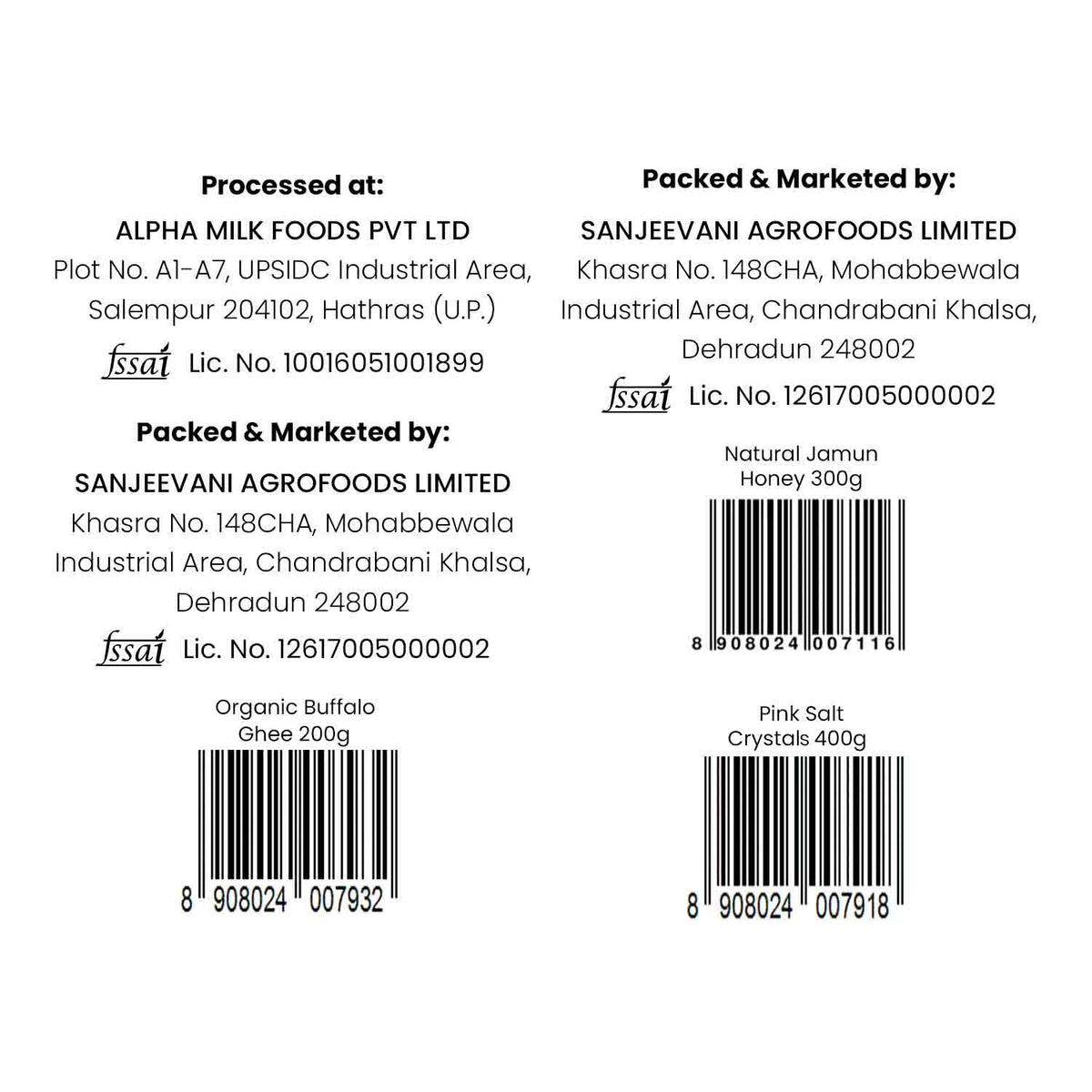 Barsana Magic and Product label with branding and contact information on a white background