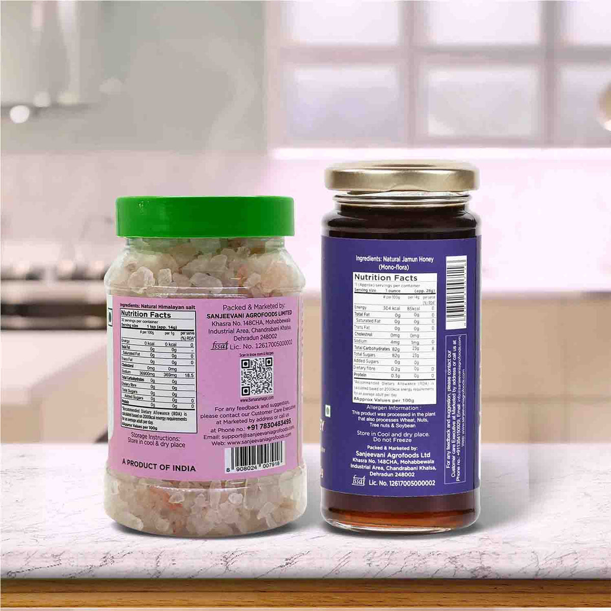 Barsana Magic and Two jars with labels on a kitchen counter