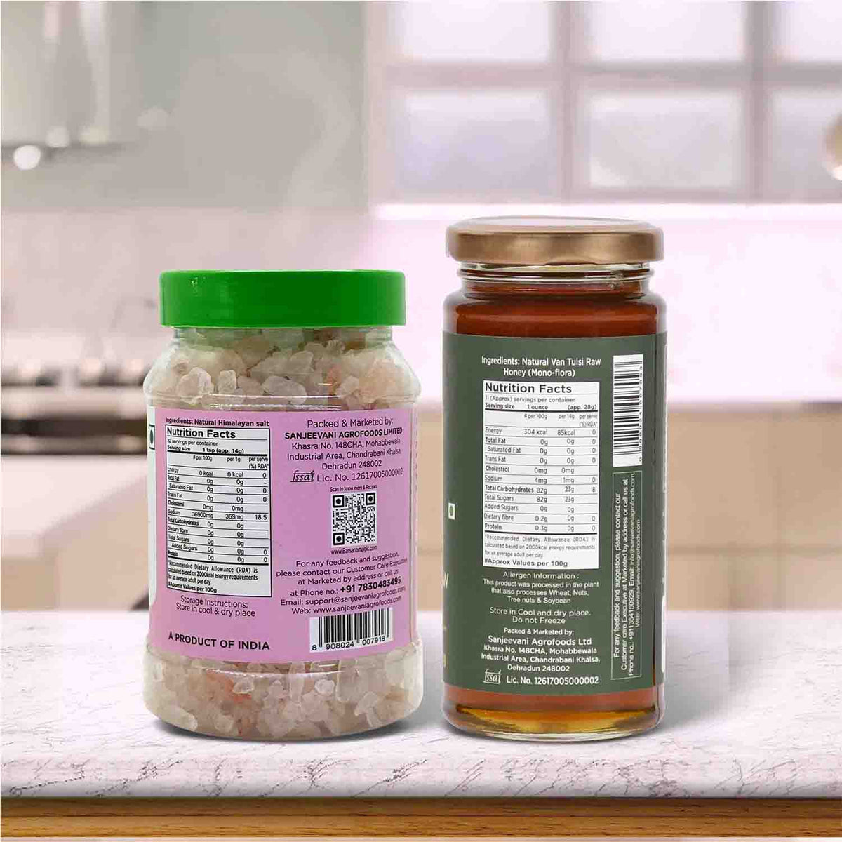 Barsana Magic and Two jars with labels on a kitchen counter