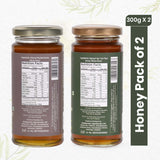 Pure Van Tulsi Raw Honey and Mustard Honey combo pack in glass jars, showcasing golden hues and natural sweetness.