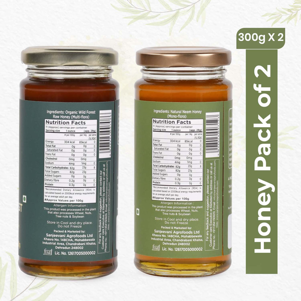 Savor the golden hues of Organic Wild Forest Honey and Natural Neem Honey in this premium combo pack from Sanjeevani Organics.